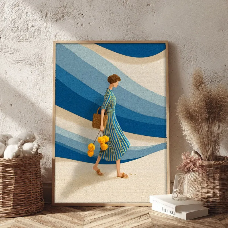 Esmora Travel Illustration Canvas Wall Painting With Brown Frame media 3