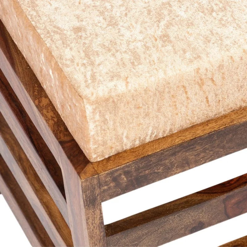 Uvaro Sheesham Wooden Bench with Stool (Beige) - Two Piece Set media 5