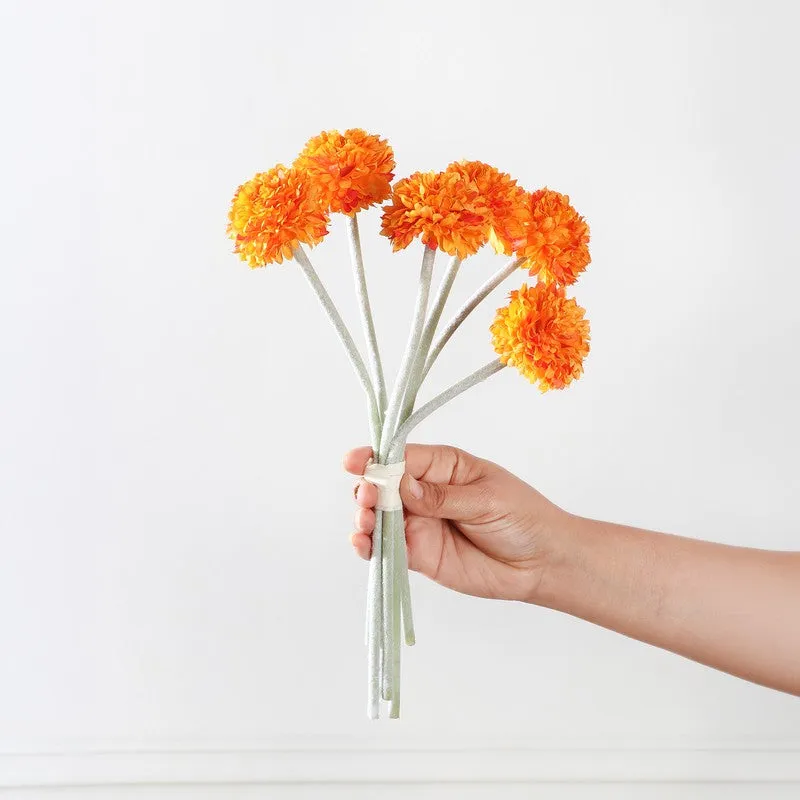 Pom Pom Mum Artificial Flower Stem - Orange media 3