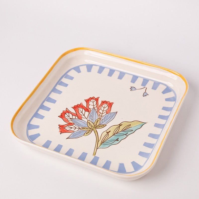 Stripe & Stem Handpainted Square Platter media 4