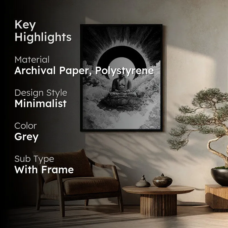 Buddha Calm Aura Wall Painting With Black Frame media 2
