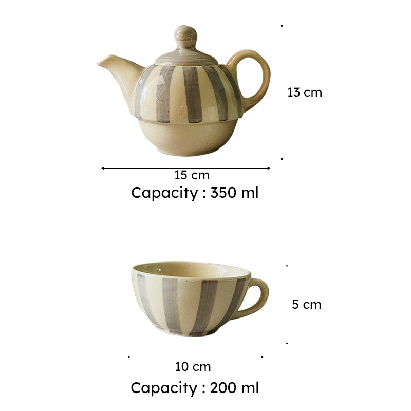 Silensteep Ceramic Tea Pot With Tea Cup (Grey/200 mL/350 mL) - Two Piece Set media 7