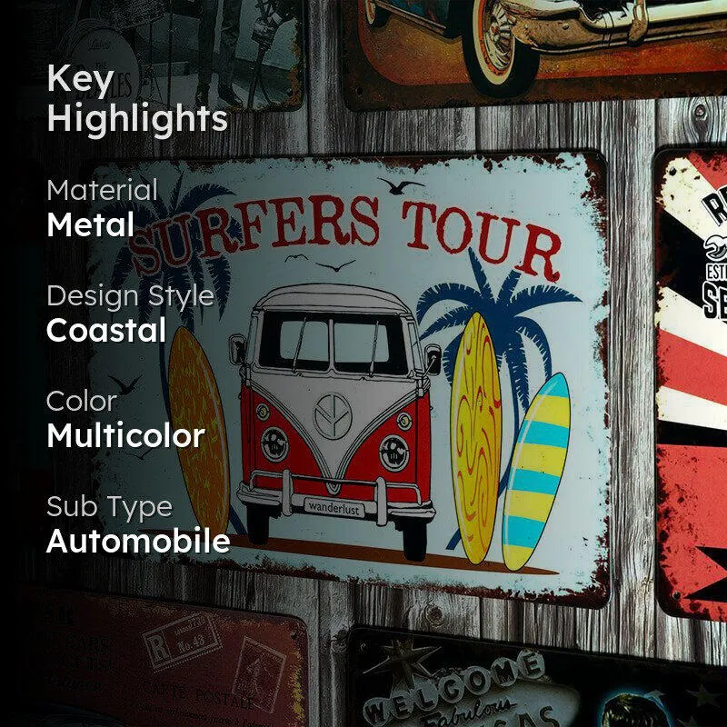 Surfer's Tour Retro Metal Wall Accent media 2