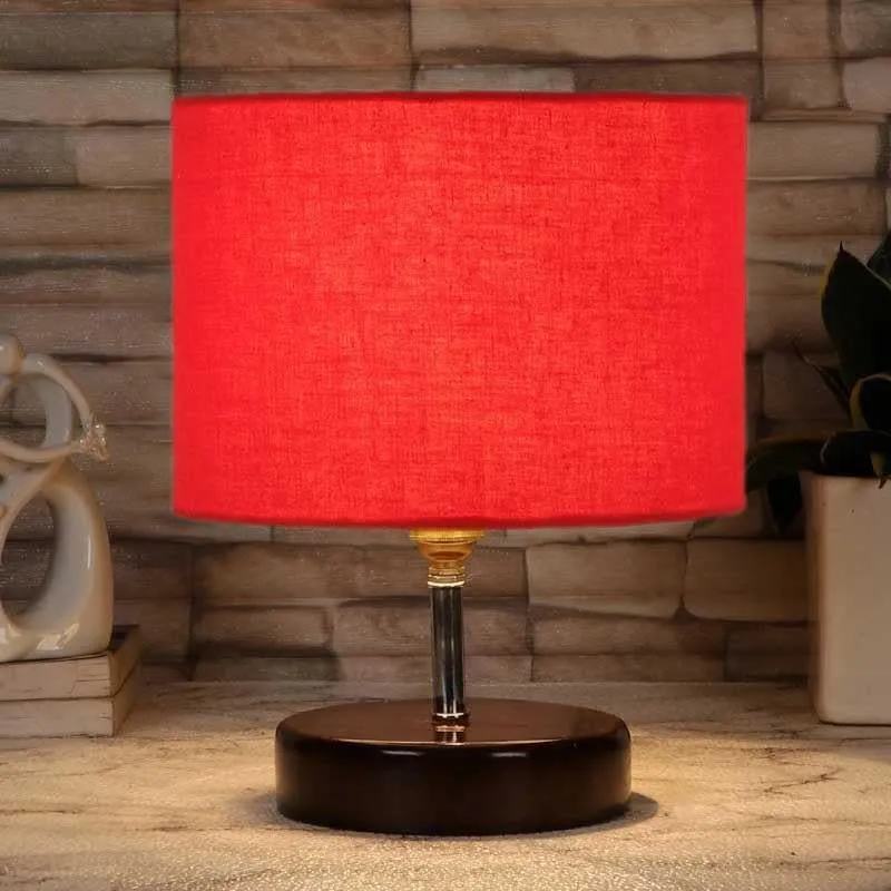 Helios Glow Fabric Table Lamp - Red,Brown media 1