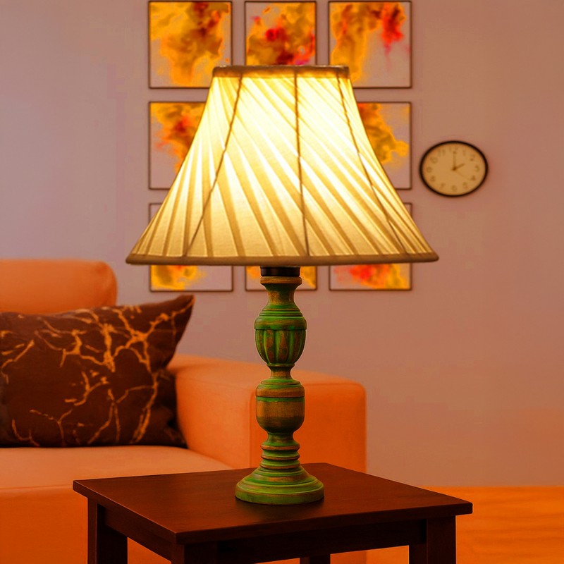 Arvello Oryn Wooden Table Lamp - Ivory