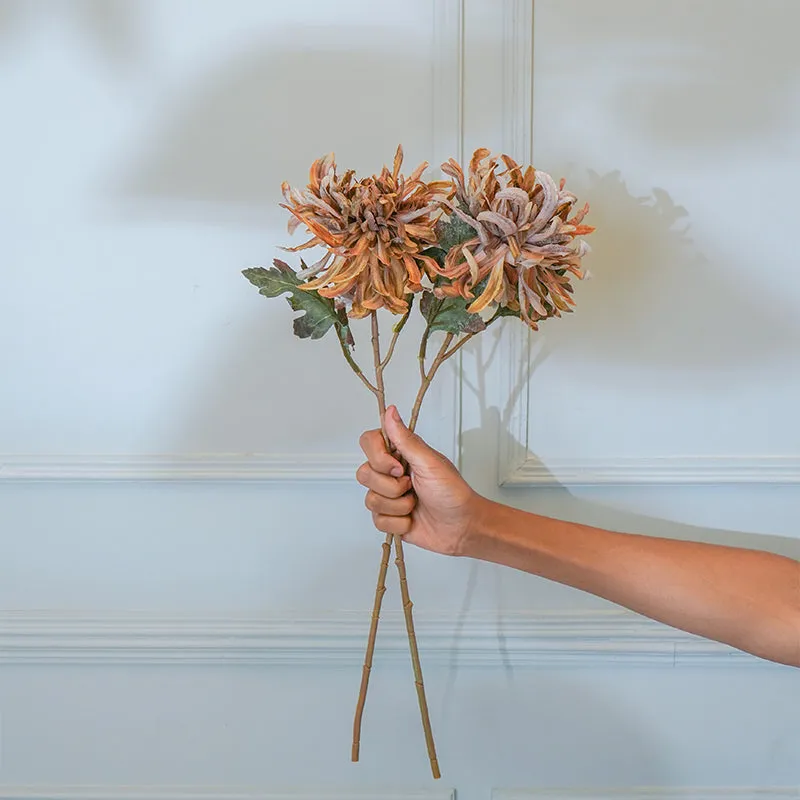 Faux Brown Autumn Chrysanthemum Flower Stick (20 CM) - Set Of Two media 1