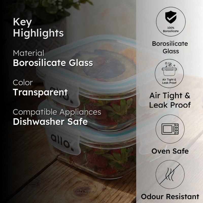 Oliva Square Glass Storage Container (550 ML) - Set Of Two media 2