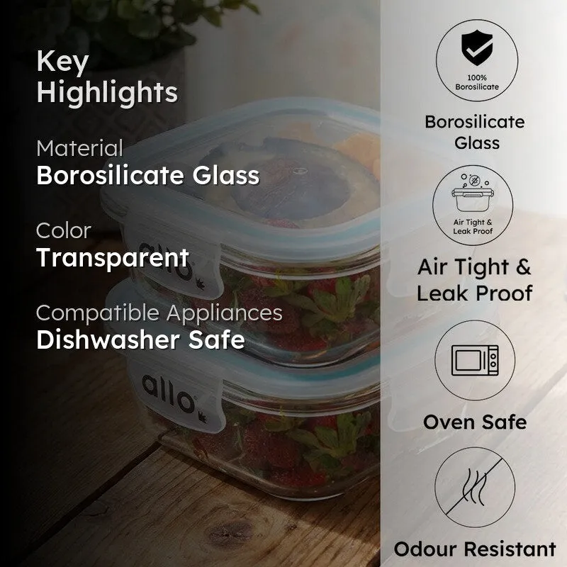 Oliva Square Glass Storage Container (550 ML) - Set Of Two media 2