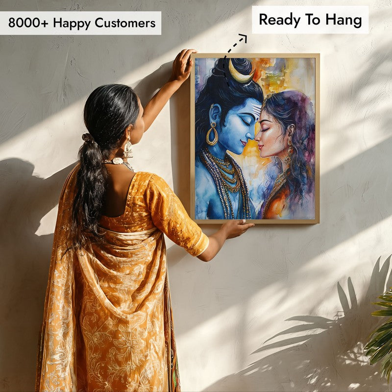 Yogamaya Lakshmi Spiritual Archival Paper Wall Painting - Natural Brown Frame media 7