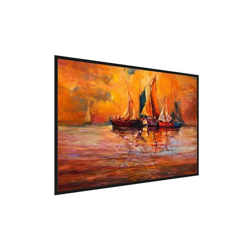 Boats & Ocean Canvas Wall Painting - Black Frame media 3
