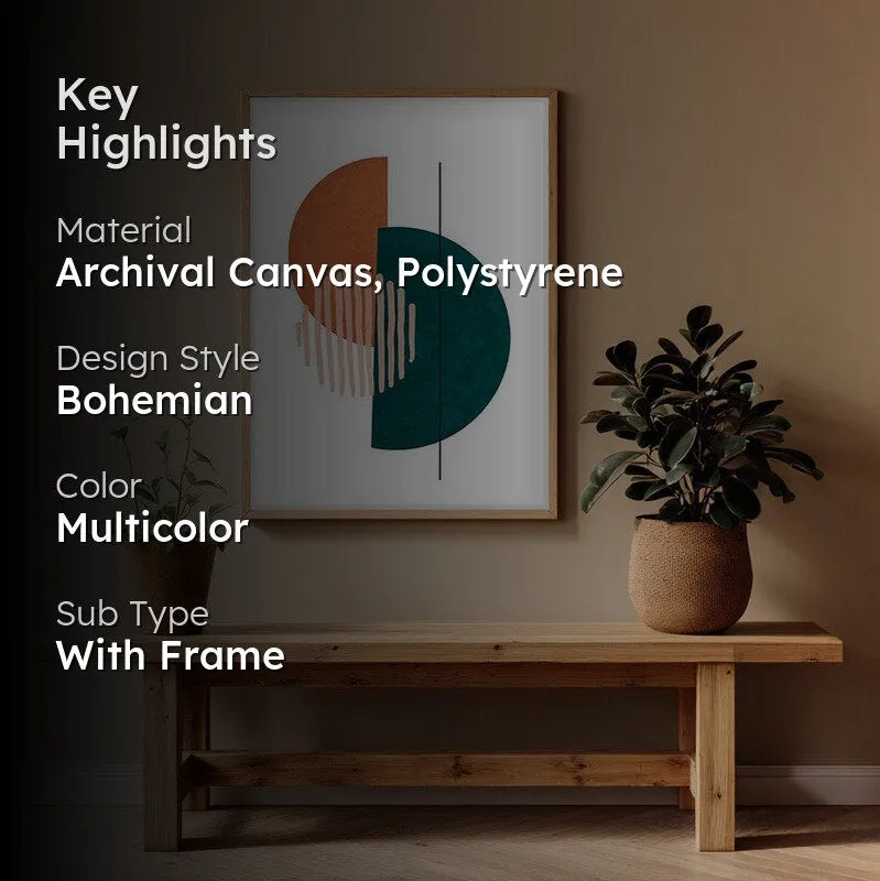 Linear Phase Canvas Wall Painting With Brown Frame media 2