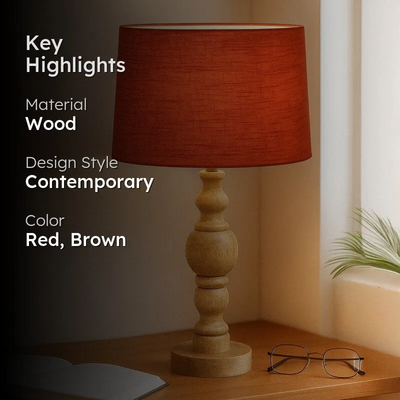 LumiForm Adjus Wooden Table Lamp - Red,Brown media 2