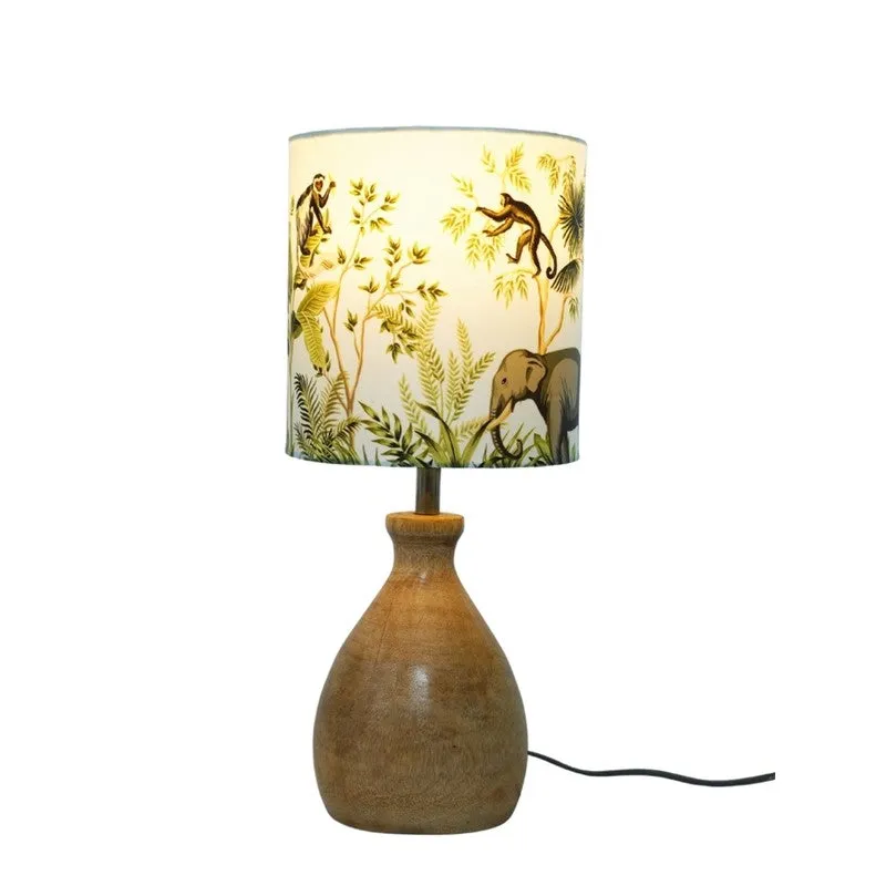Enchanted Jungle Wooden Base Cotton Table Lamp - Multicolor media 4