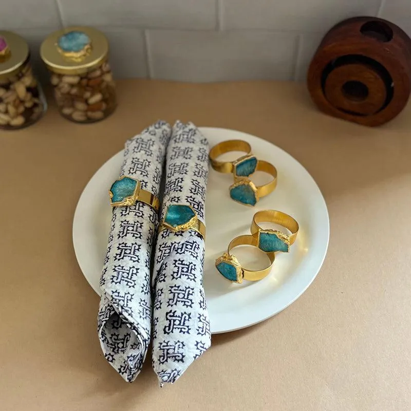 Suzzaine Handcrafted Agate Napkin Rings (Turquoise) - Set Of Six media 1