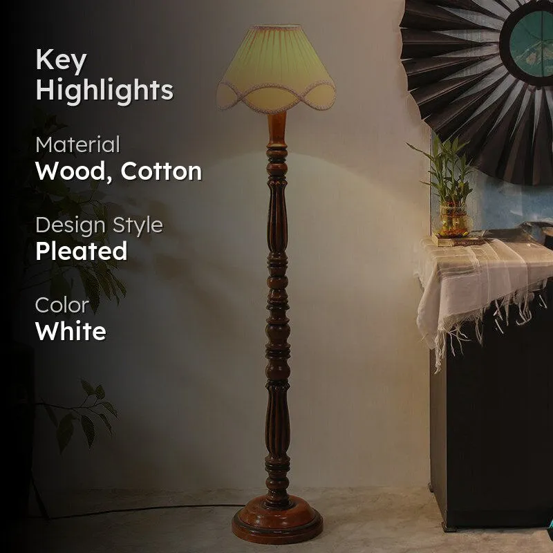 Krida Vintage Wave Wooden Floor Lamp - Off-White media 2