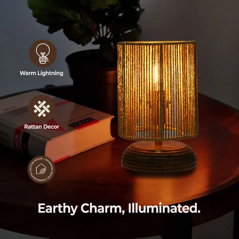 SiroccoaLit Rattan Table Lamp - Beige,Brown media 3