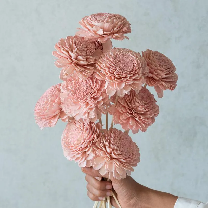 Blushing Pink Flower Stick - Set Of Ten media 3