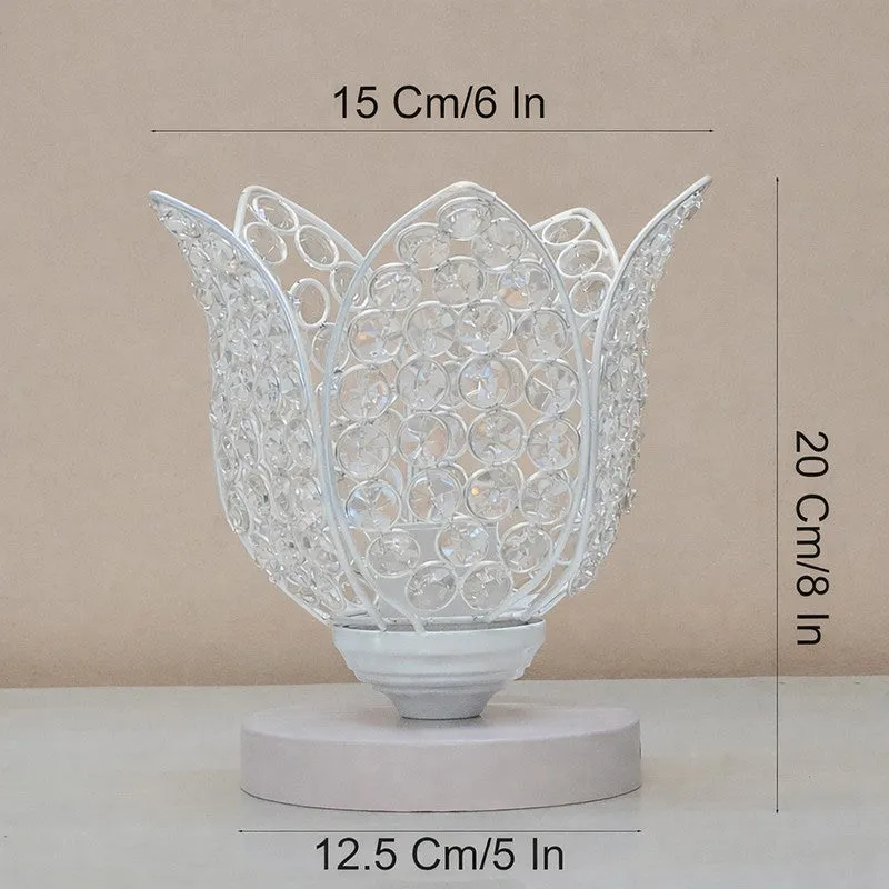 Floral Culture Metal Table Lamp - White media 8