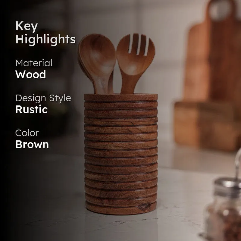 TimberNest Wood Cutlery Stand media 2