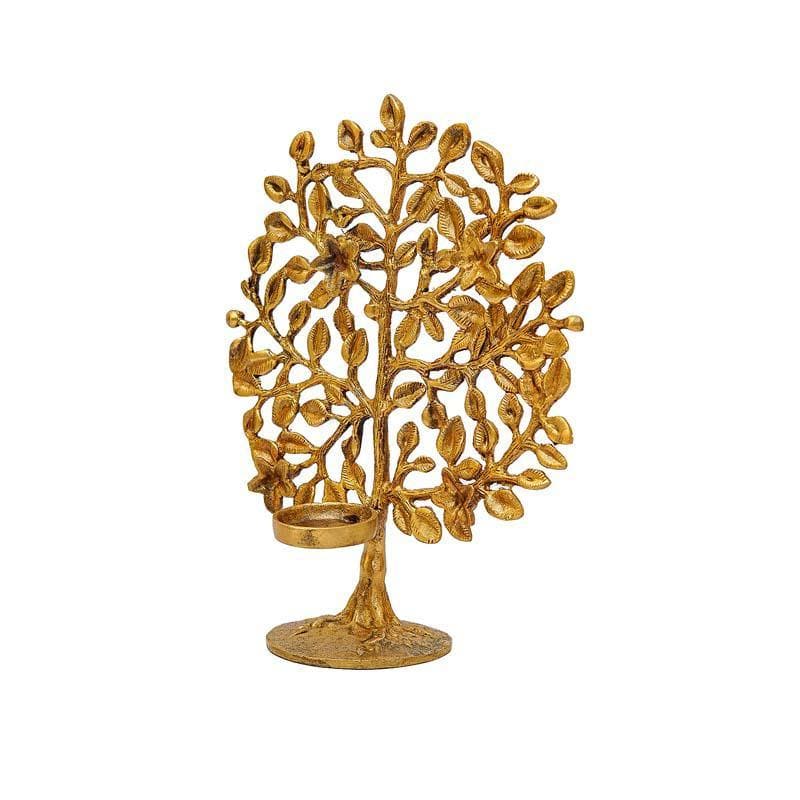 Brass Foliage Tea light Holder media 6