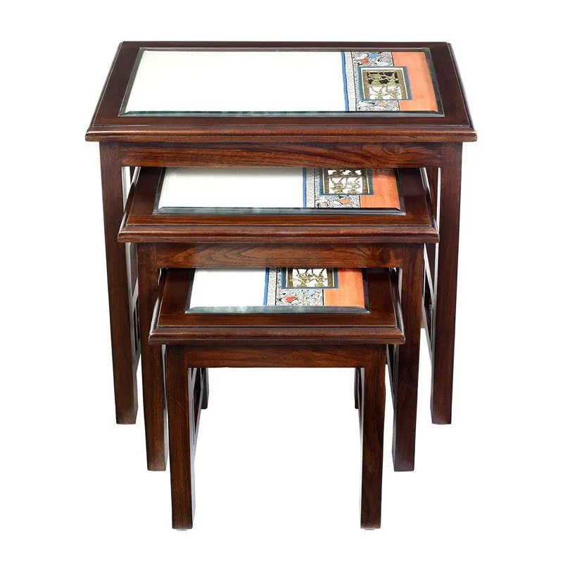 Monaco Teak Wood Nesting Stools - Set of Three media 6