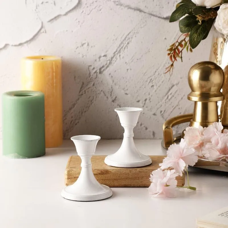 Gale Candle Holder (White) - Set Of Two media 1
