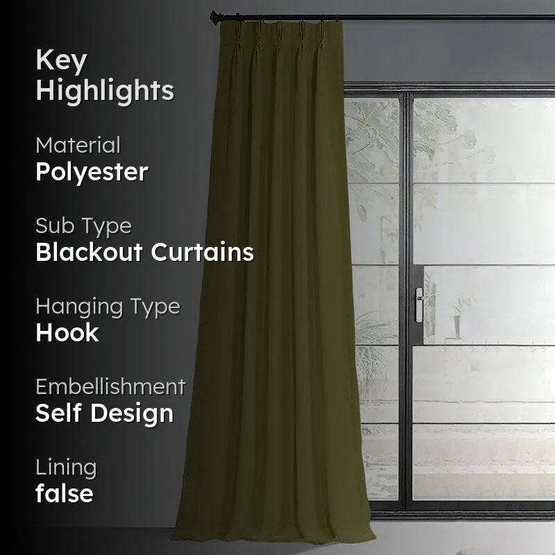 Noir Triple Pinch Pleat Blackout Curtain - Khaki media 2