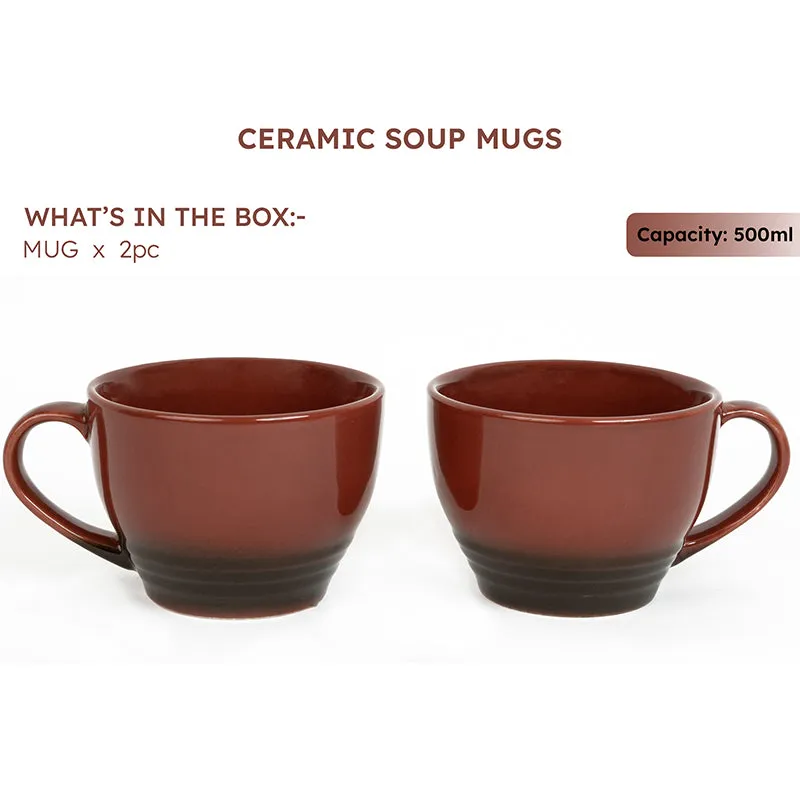 Gradient Brew Ceramic Coffee Mug (Deep Red/500 mL Each) - Set Of Two media 3