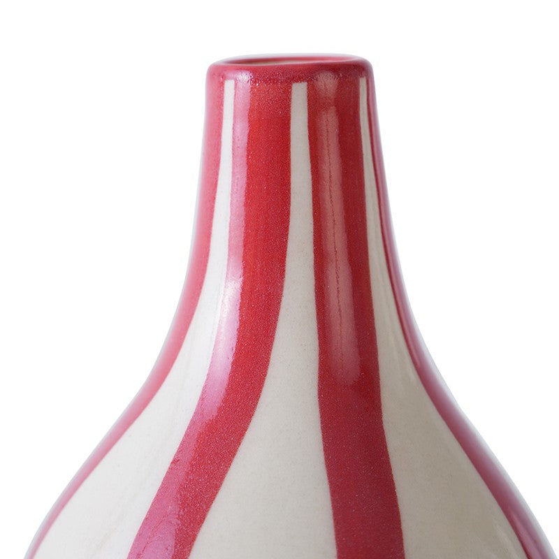 Waveon Ceramic Flower Vase - White,Red media 6