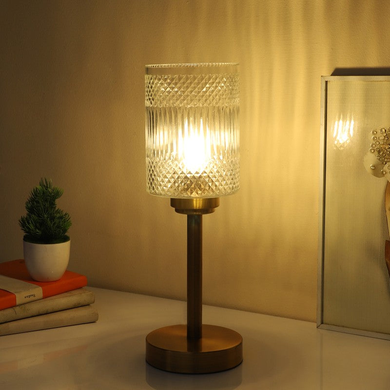Beloria Elegant Mild Steel Table Lamp - Gold,Transparent media 3