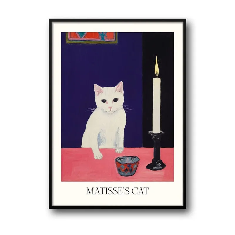 Matisse's Cat Inspired by Henri Matisse Archival Canvas Wall Art - Black Frame media 5