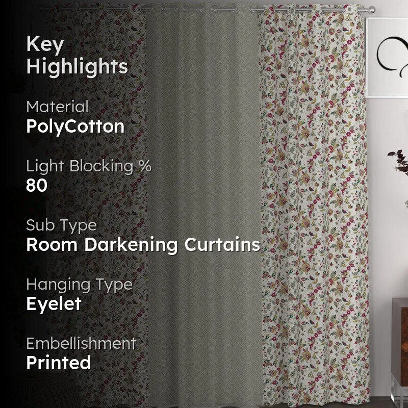 Floral Whisper Bliss Curtains - Set of Three media 2