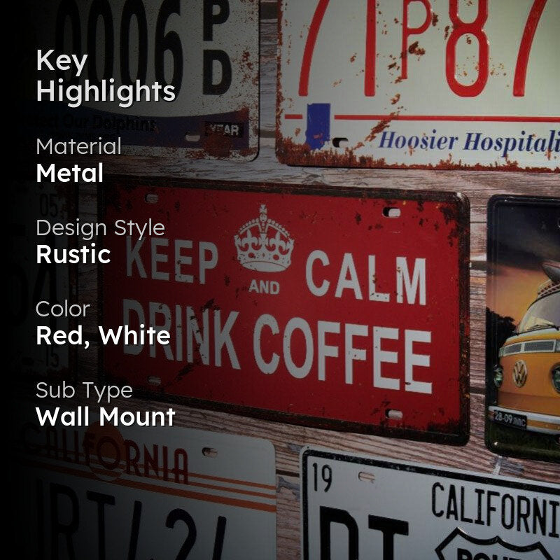 Keep Calm And Drink Coffee Sign Plate Metal Wall Accent media 2