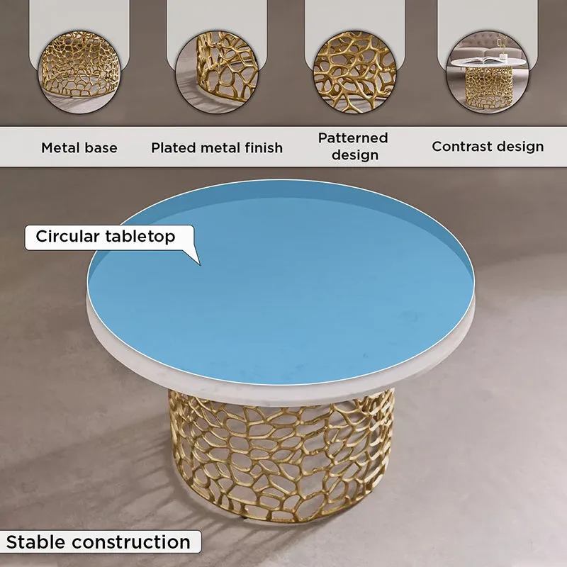 Intrica Fat Aluminum Center Table - Gold media 5