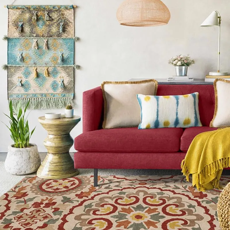 Paladin Hand Tufted Ethnic Wool & Nylon Carpet - Red & Ivory media 8
