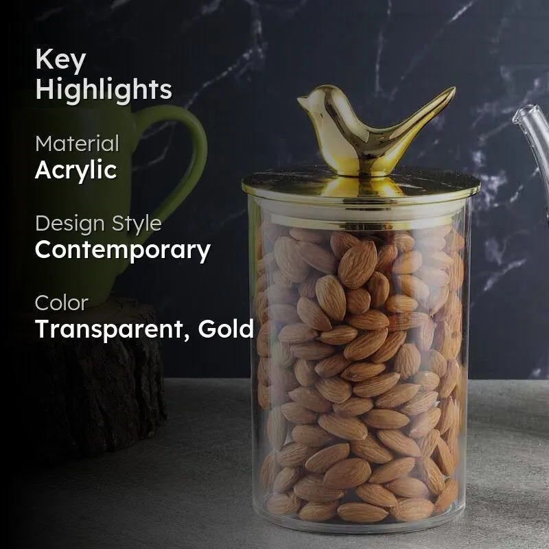 Goldie Birdie Acrylic Storage Jar - 1000 mL media 2