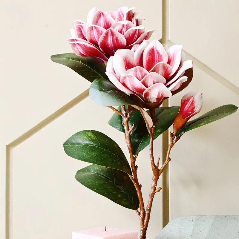 Artificial Magnolia Polyester Flower Stick - Pink media 1