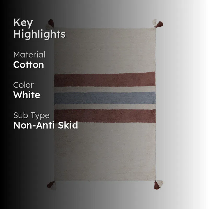Orrivo Cotton Bath Mat - Beige & Maroon media 2