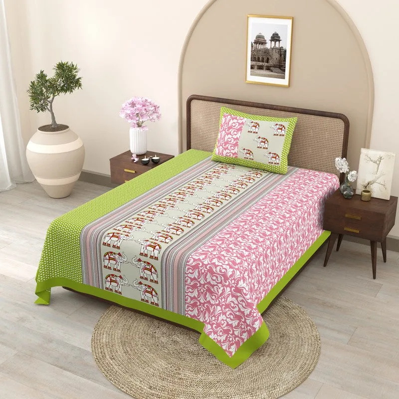 EliteDream Cotton Bedsheet (Green) - 180 TC media 1