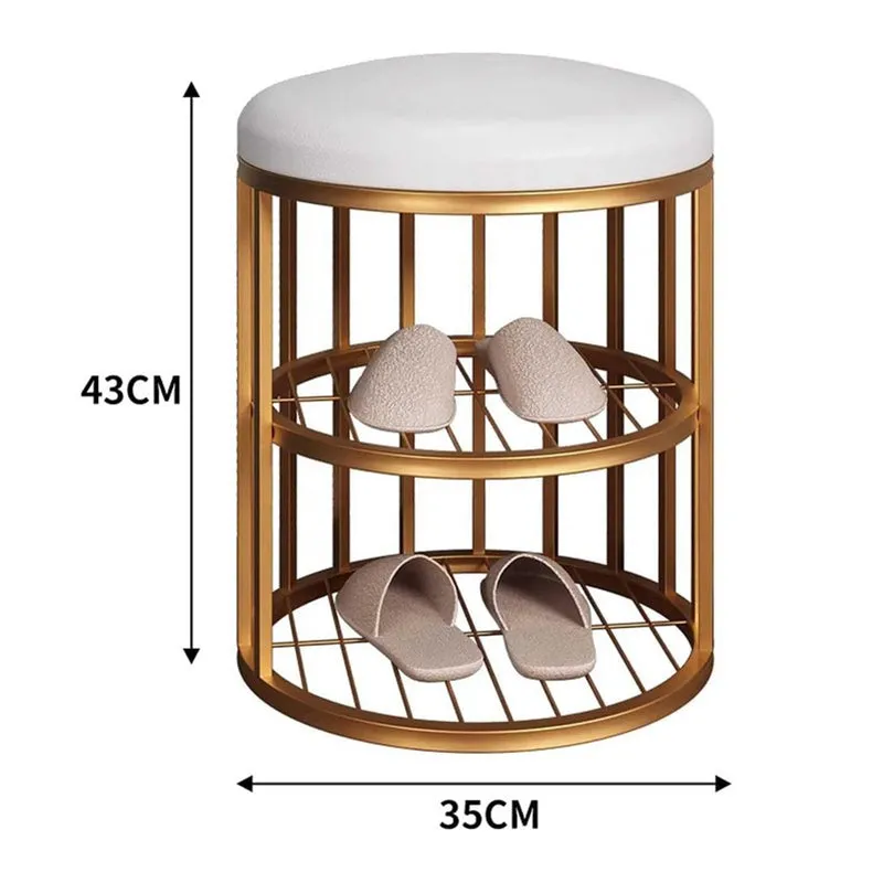 Minimal Metal Shoe Rack - Gold,White media 6