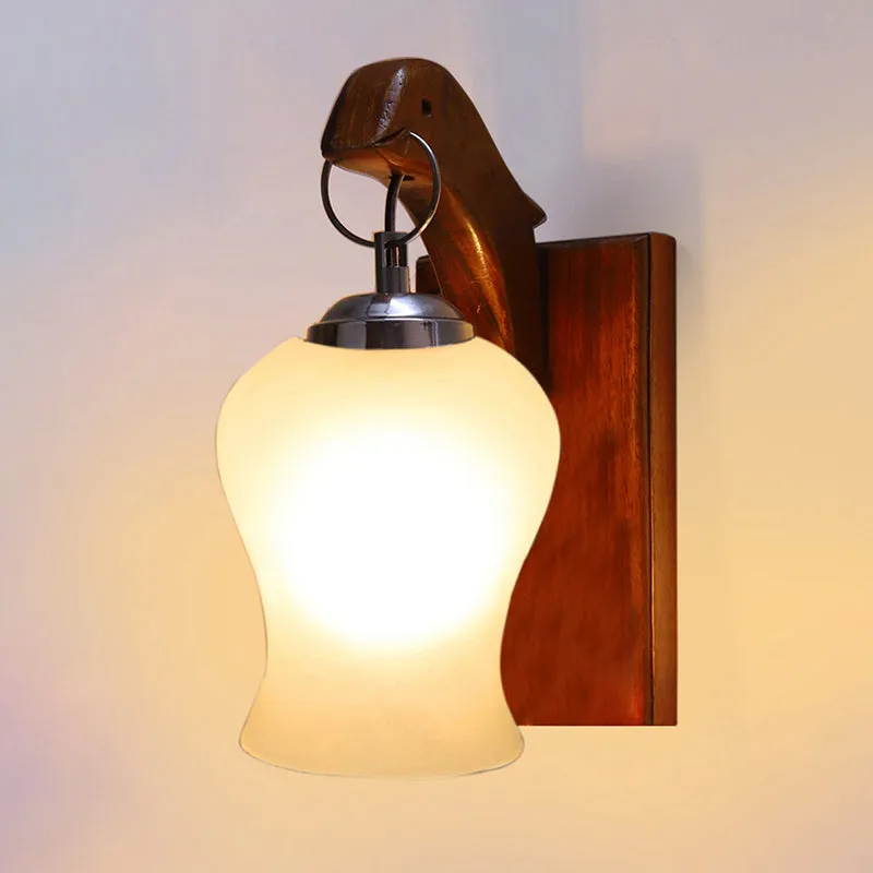 Estrella Glass & Wooden Wall Lamp media 4