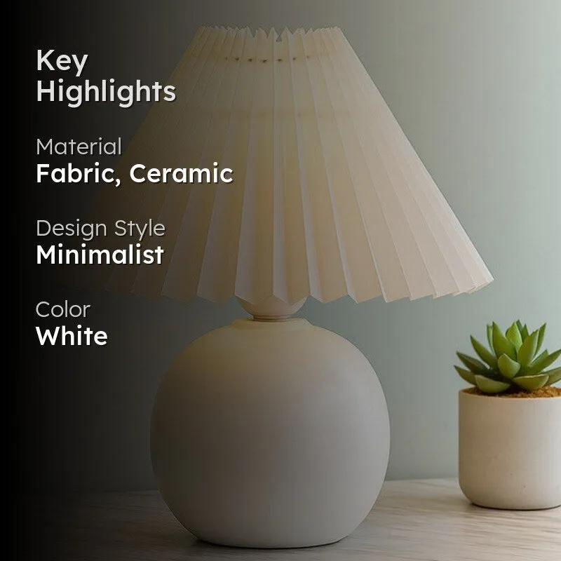 Ibex Pleated Fabric Table Lamp - White media 2