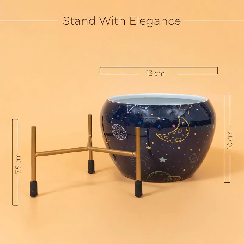 Kyari Midnight Orbit Metal Planter With Stand media 5