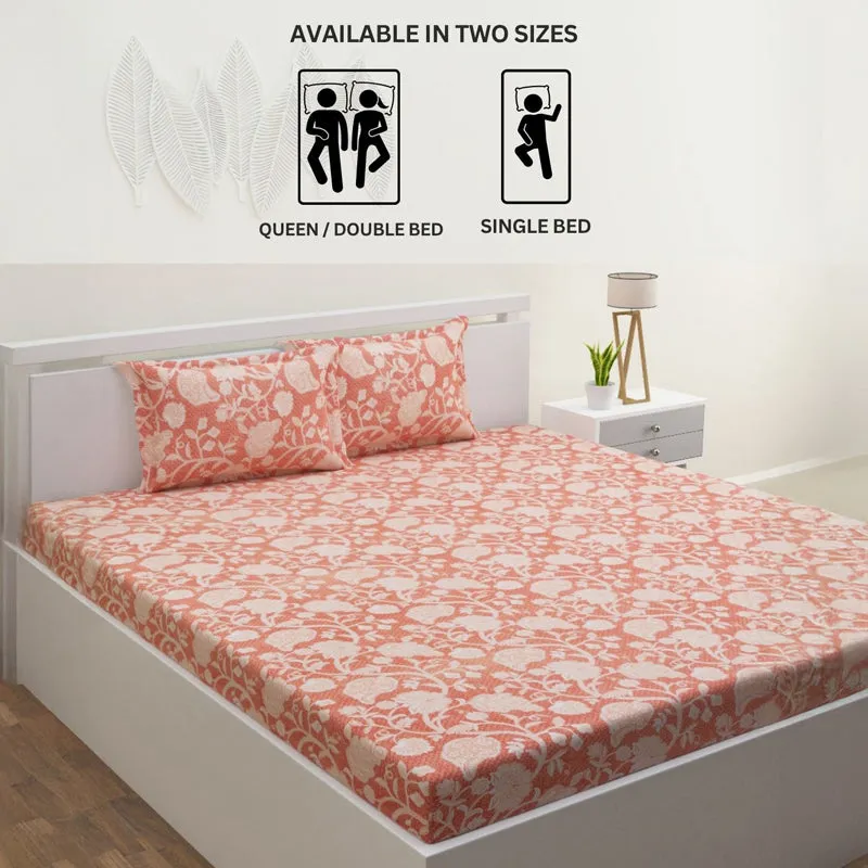 Dream Vines Cotton Bedsheet (Peach) - 144 TC media 11