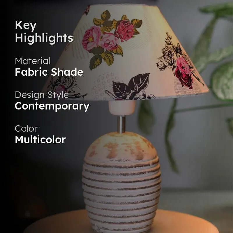 Gracie Bell White Fabric Table Lamp - Multicolor media 2