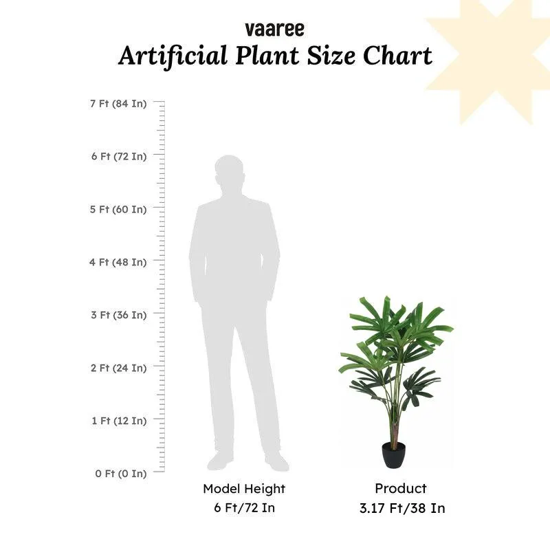 Faux Lush Rhapis Excelsa Plant With Black Plastic Pot - 3.1 Feet media 6