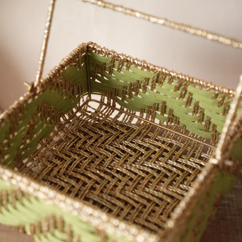 Aarohi Zari Woven (Cotton,Metal,Zari) Storage Basket media 6