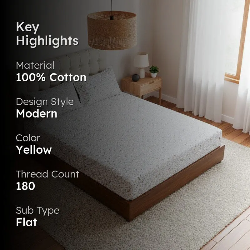 Avani Floral Cotton Bedsheet (Yellow) - 180 TC media 2