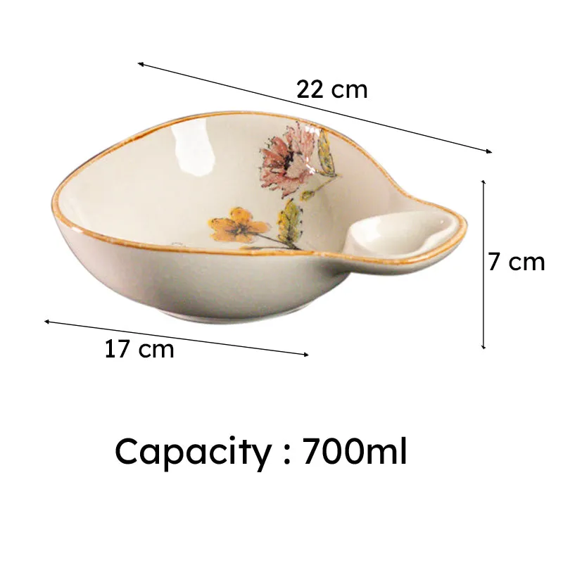 Elvara Dual Section Rustic Edge Serving Bowl(700 mL) - Set Of Two media 6
