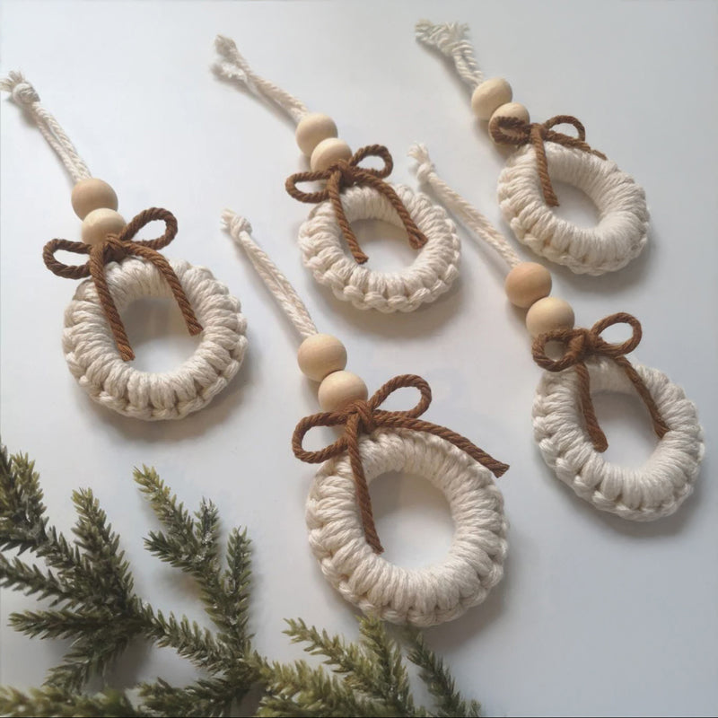 Winter Whimsies Macrame Christmas Ornament - Set Of Five